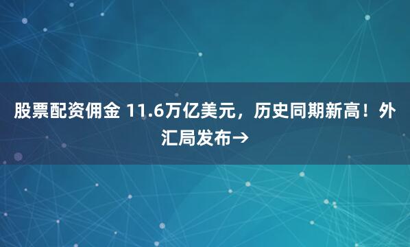 股票配资佣金 11.6万亿美元，历史同期新高！外汇局发布→